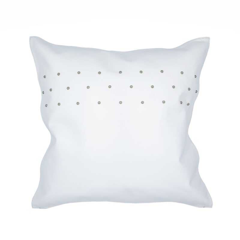 paseo road leather pillow white genuine leather studded throw pillow 20x20 37487335538904