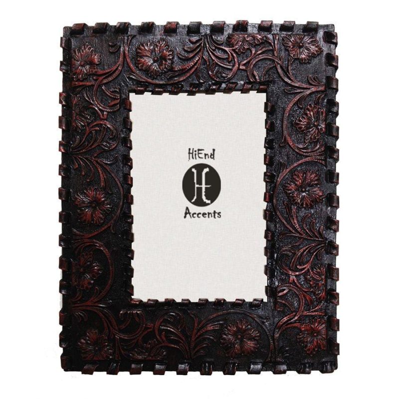 paseo road picture frame 4 x 6 laced edge tooled faux leather picture frame 4 x 6 37486630174936