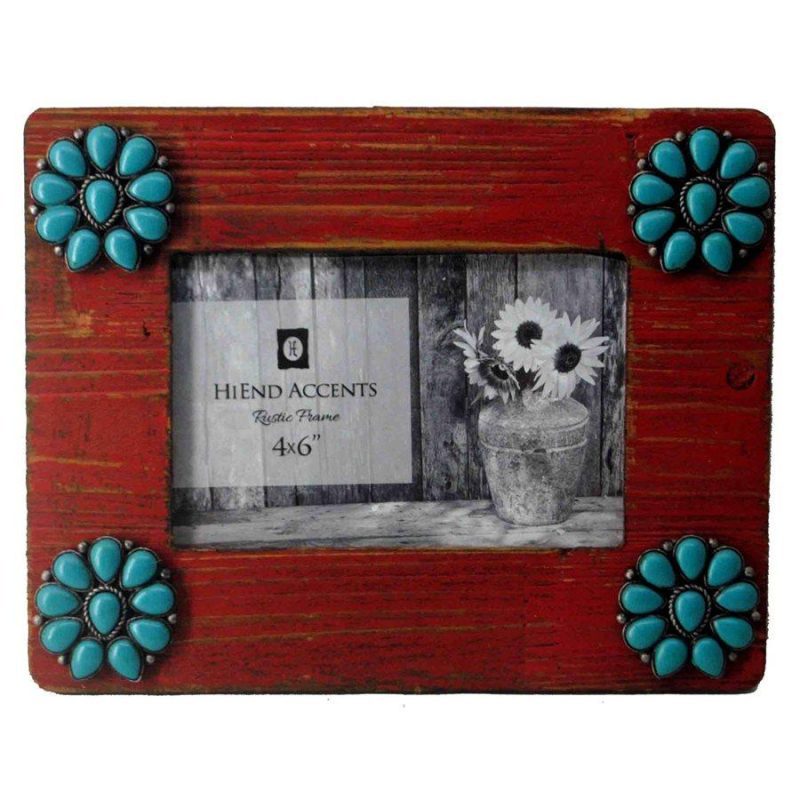 paseo road picture frame red picture frame w turquoise squash blossom corners 4x6 37486904312024