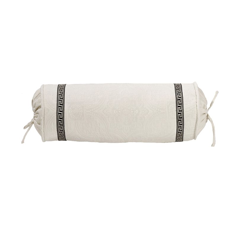 paseo road pillow augusta matelasse neckroll pillow w greek key trim 8x21 37486269399256