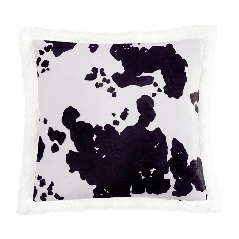 Elsa Cowhide Campfire Sherpa Pillow Black Pillow