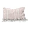 Fringed Stripe Lumbar Rug Pillow Blush Pillow