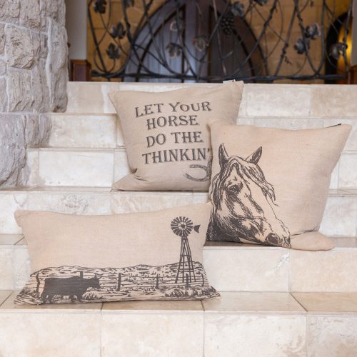 paseo road pillow burlap horse head throw pillow 22x22 37486328643800