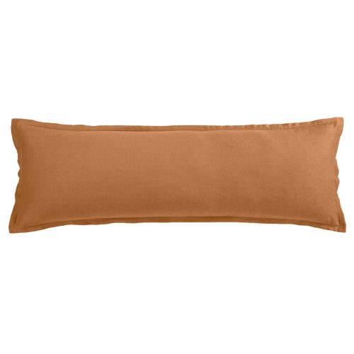 100% French Flax Linen Long Lumbar Pillow Caramel Pillow