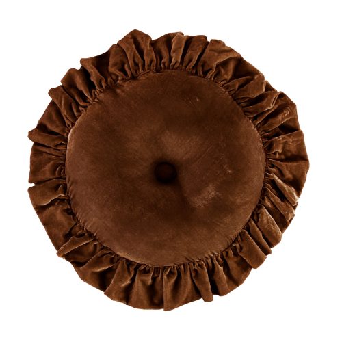 Stella Faux Silk Velvet Round Pillow Copper Brown Pillow