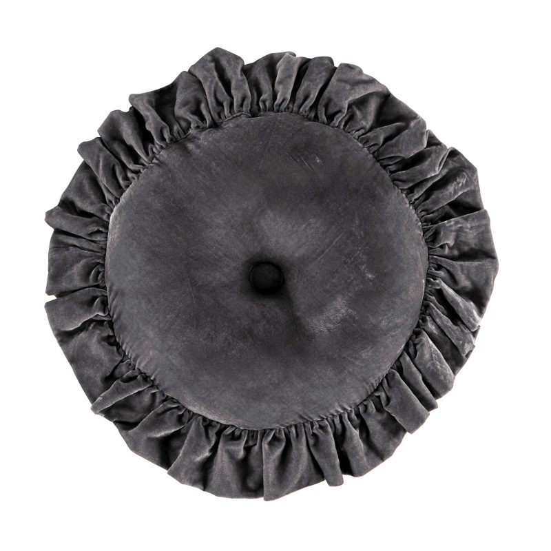 Stella Faux Silk Velvet Round Pillow Dark Slate Pillow