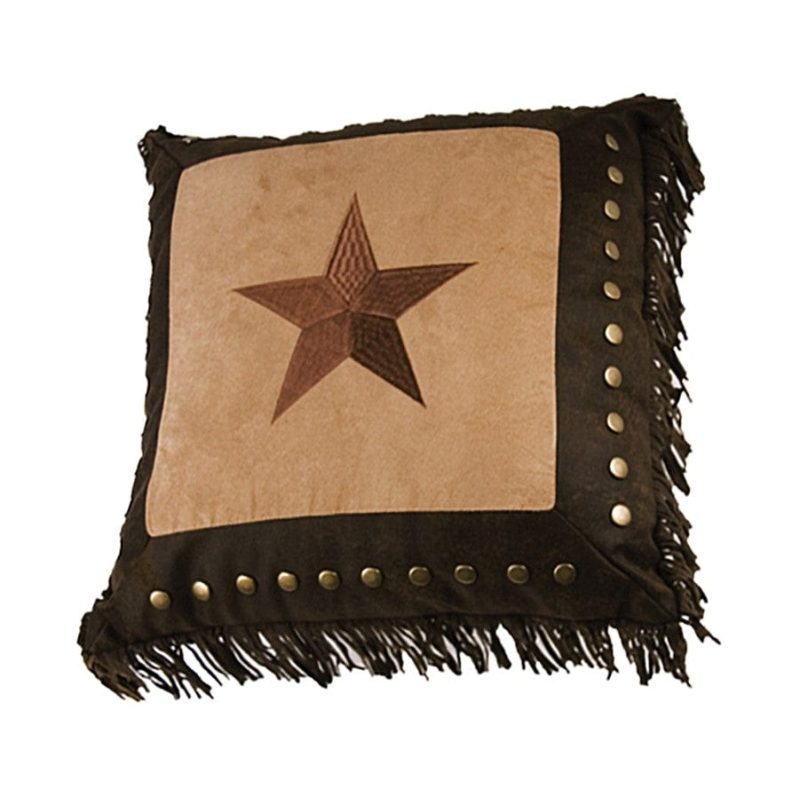 paseo road pillow dark tan star throw pillow w studs fringe 37486413349080