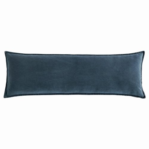 Stonewashed Cotton Canvas Long Lumbar Pillow Denim Pillow