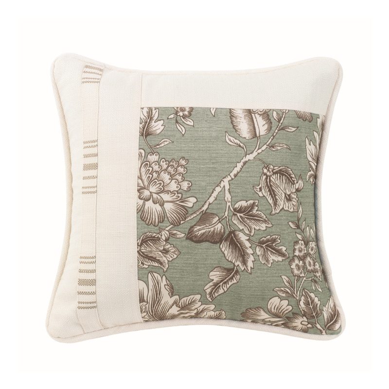 paseo road pillow gramercy square pieced pillow w floral stripe white linen texture 18x18 37486538064088