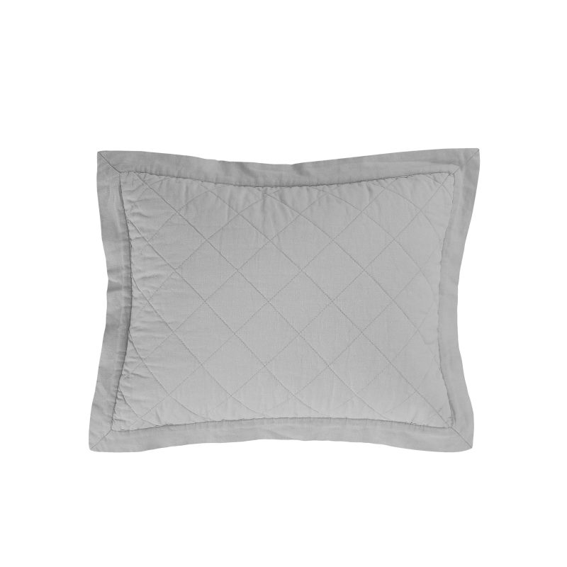 Linen Cotton Diamond Quilted Boudoir Pillow Gray Pillow