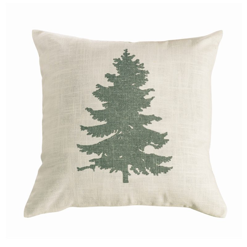 paseo road pillow green pine tree on linen throw pillow 18x18 37486541275352