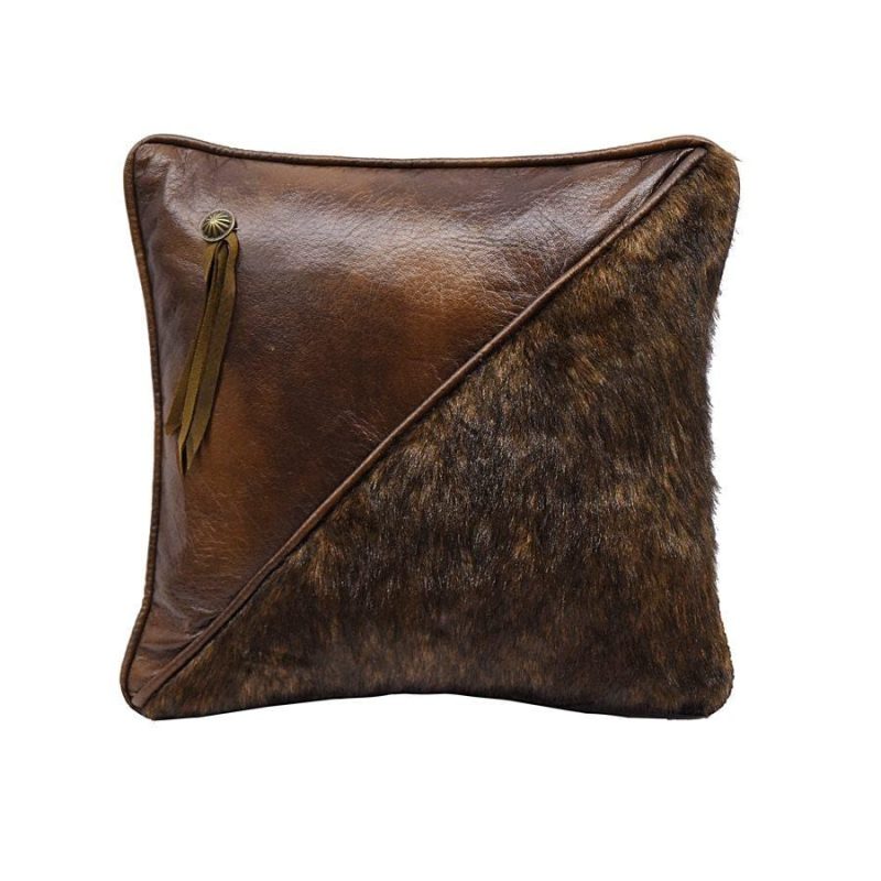 paseo road pillow half faux fur faux leather throw pillow 37486541930712