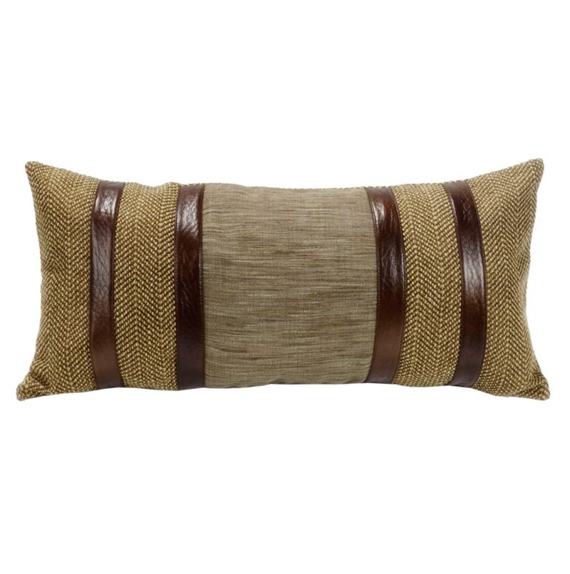 paseo road pillow highland lodge herringbone lumbar pillow w faux leather 12x26 37486588297432