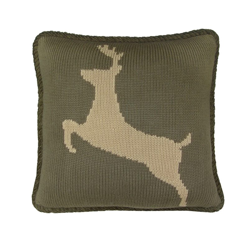 paseo road pillow knitted deer reversible throw pillow 17x17 37486629814488