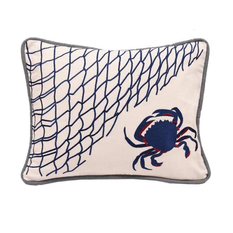 paseo road pillow linen throw pillow blue crab fishing net 16x21 37486723236056