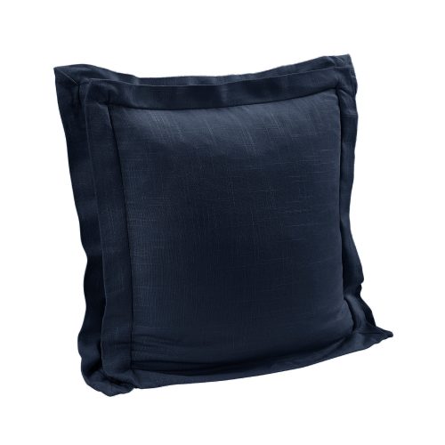 Double Flanged Washed Linen Pillow Navy Pillow