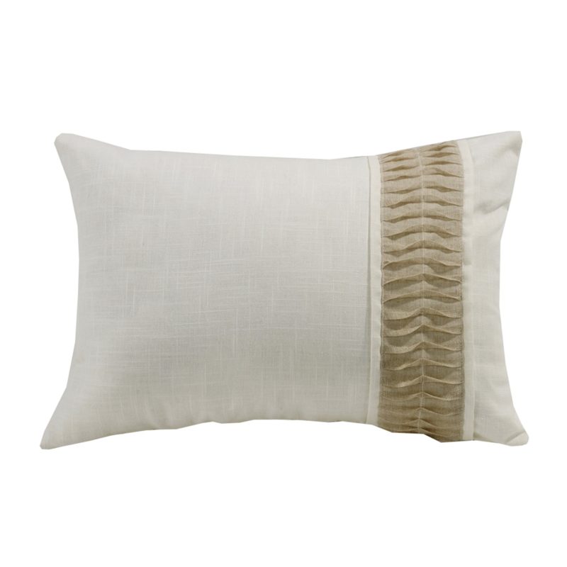 paseo road pillow newport white linen pillow w ruching detail 16x24 37486821540056