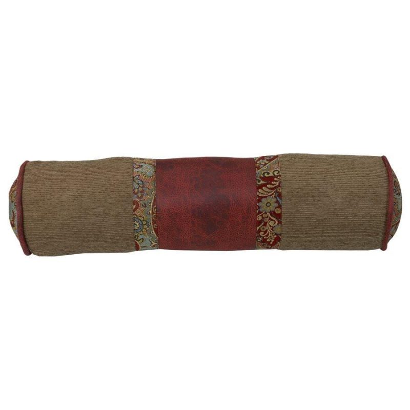 paseo road pillow san angelo tan red bolster pillow w paisley 37486940815576