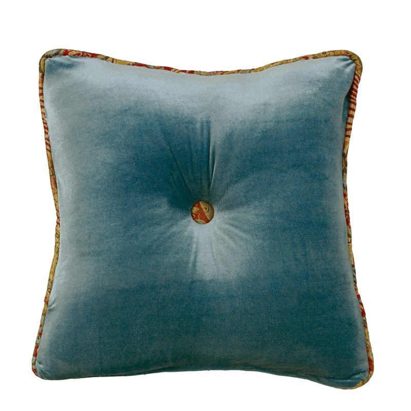 paseo road pillow san angelo teal velvet tufted pillow w paisley 37486941470936