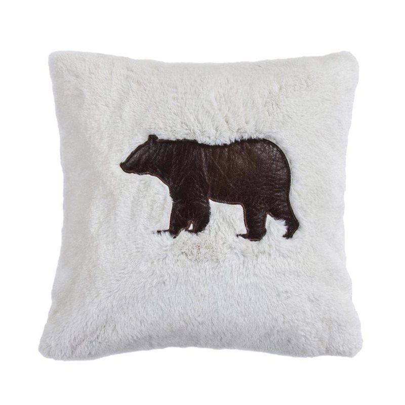 paseo road pillow shearling throw pillow w embroidered bear 18x18 37486980399320