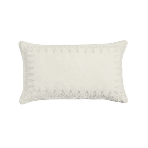 Stella Faux Silk Velvet Embroidered Lumbar Pillow Stone Pillow