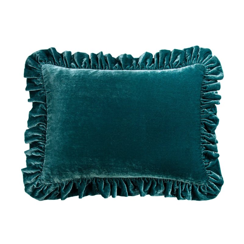 Stella Faux Silk Velvet Oblong Pillow Teal Pillow