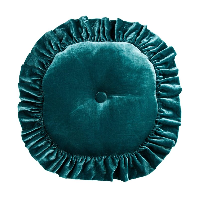 Stella Faux Silk Velvet Round Pillow Teal Pillow