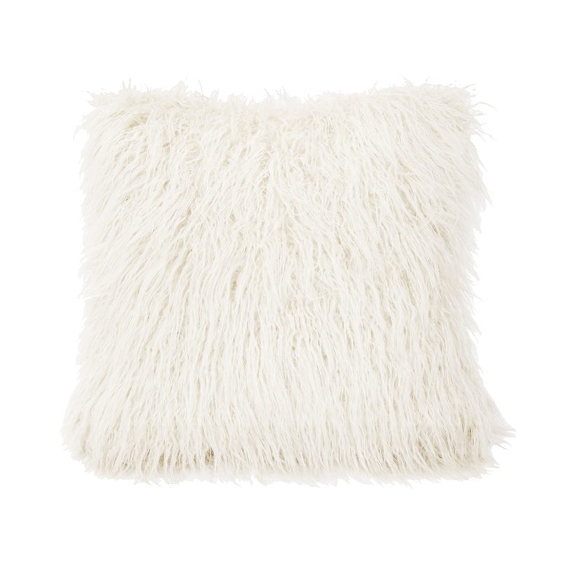 Mongolian Faux Fur Throw Pillow, 6 Colors, 18x18 White Pillow