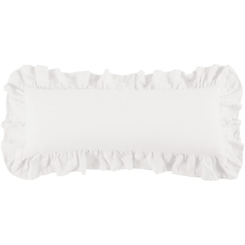 Washed Linen Ruffled Lumbar Pillow White Pillow