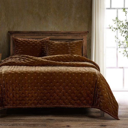 Stella Faux Silk Velvet Quilt Quilt / Queen / Copper Brown Quilt