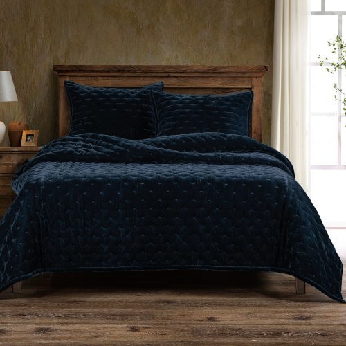 Stella Faux Silk Velvet Quilt Quilt / Queen / Midnight Blue Quilt