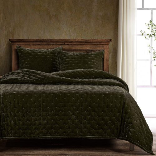 Stella Faux Silk Velvet Quilt Quilt / Twin / Fern Green Quilt