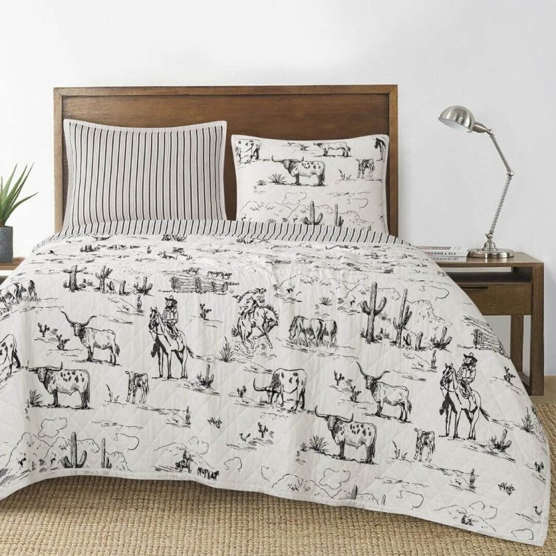 paseo road quilt ranch life western toile reversible quilt set 40632189321432