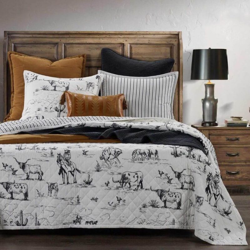 paseo road quilt ranch life western toile reversible quilt set 40632189714648