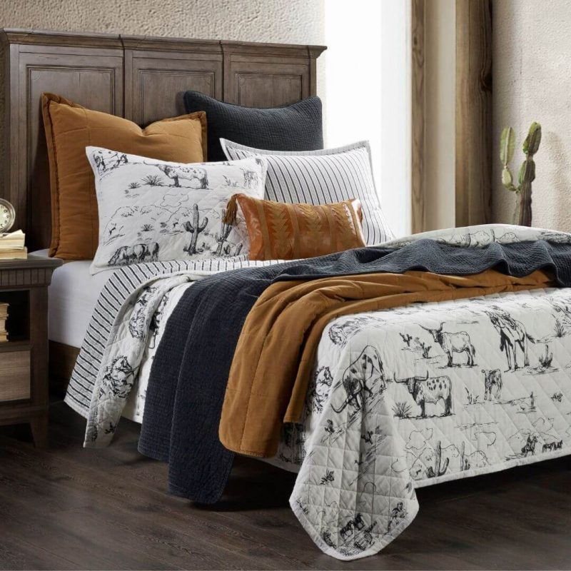 paseo road quilt ranch life western toile reversible quilt set 40632190173400