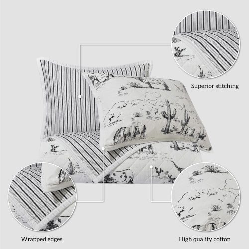 paseo road quilt ranch life western toile reversible quilt set 41337734627544