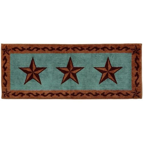 3-Star w/ Scroll Motif Kitchen/Bath Rug - Turquoise Rug