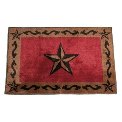 Star w/ Scroll Motif Kitchen/Bath Rug - Red Rug