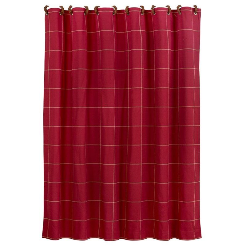 paseo road sale bath red window pane shower curtain with button detail 72x72 37486908309720