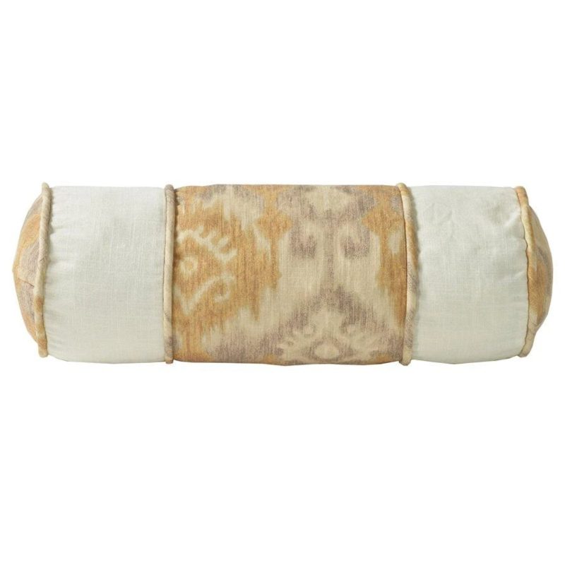 paseo road sale pillow casablanca neckroll pillow taupe flaxen ikat 37486352040152