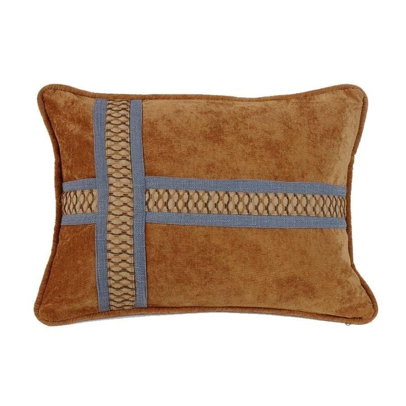 paseo road sale pillow lexington caramel cross lumbar pillow w denim blue 37486659207384