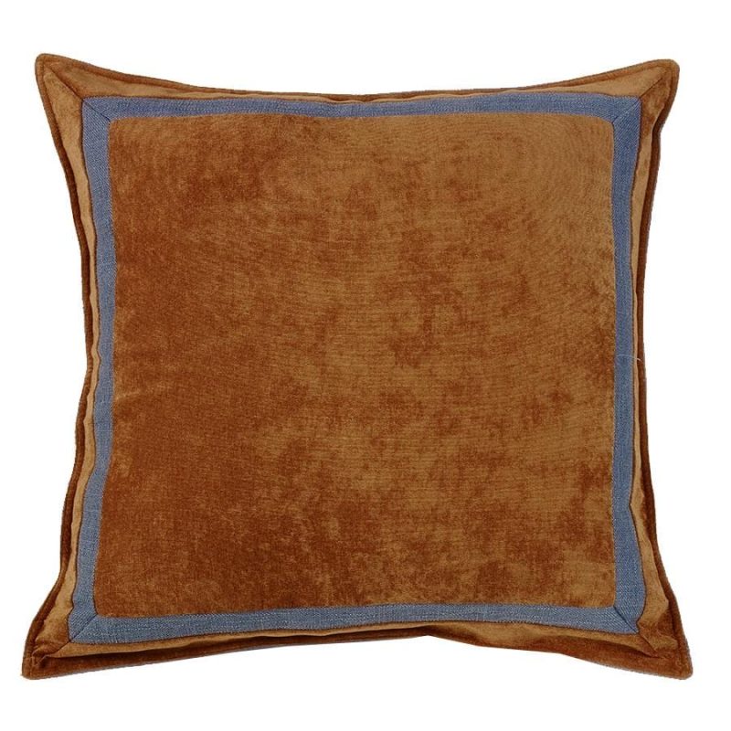 paseo road sale sham lexington russet blue framed velvet euro sham 37486660681944