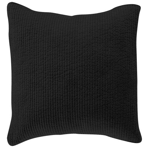 Stonewashed Cotton Quilted Velvet Euro Sham Black Sham