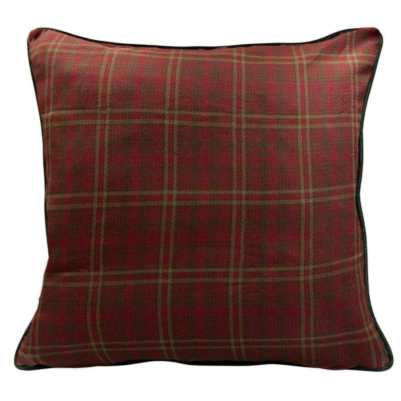 paseo road sham cascade lodge red brown plaid leather reversible euro sham 37486355316952