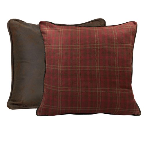 paseo road sham cascade lodge red brown plaid leather reversible euro sham 37486355349720