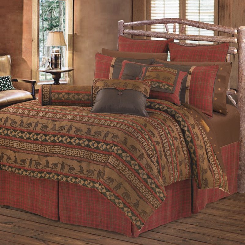 paseo road sham cascade lodge red brown plaid leather reversible euro sham 37486355415256