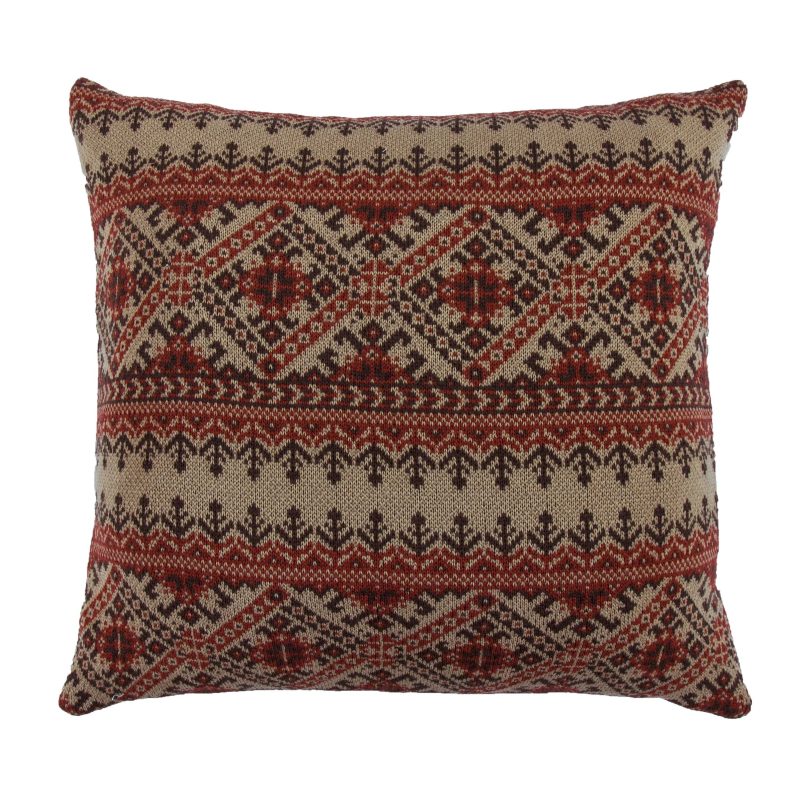 paseo road sham fair isle knit euro sham red tan chocolate 37486505197784