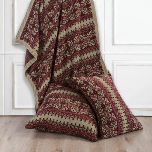 paseo road sham fair isle knit euro sham red tan chocolate 37486505230552