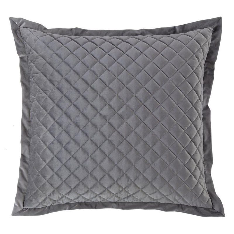 Velvet Diamond Quilted Euro Sham Gray Sham