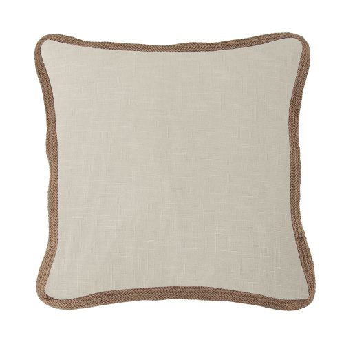 Washed Linen Jute Trimmed Euro Sham Light Tan Sham